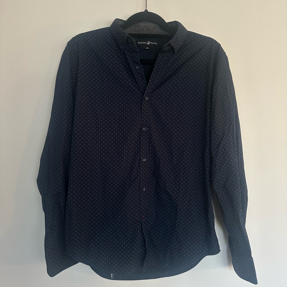Beverly Hills Polo Club Men’s Navy Blue Button-Down Shirt Medium